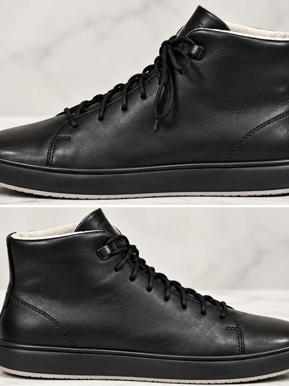 Camper Chasis men’s high-top sneakers / ankle boots in classic black leather.
